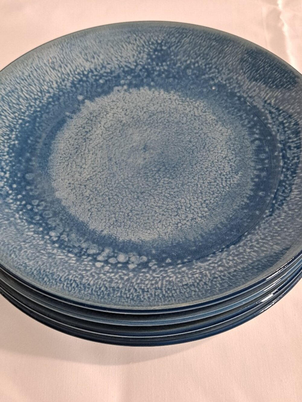 Set 4 Royal Norfolk BLUE SPECKLED 7 1/2" Salad PLATES Spiral Tie Dye Dessert